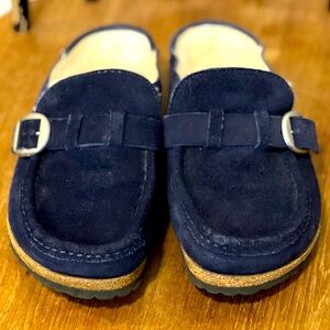 Beautiful Blue Buckley Birkenstock Slip Ons Shoes Shearling Suede 6 or 6.5 37